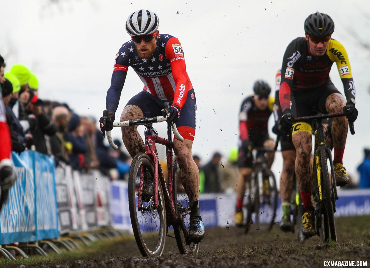 Stephen Hyde battled the mud and showed off his Spain-tuned form to finish 24th. Elite Men, 2019 Hoogerheide UCI Cyclocross World Cup. © B. Hazen / Cyclocross Magazine