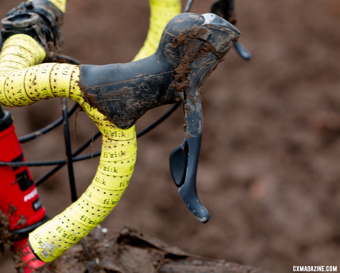 Shimano Claris 8-speed STI levers keep controls at kids' fingertips. Miller Reardon's Redline Conquest 24. 2018 Cyclocross National Championships, Louisville, KY. © A. Yee / Cyclocross Magazine