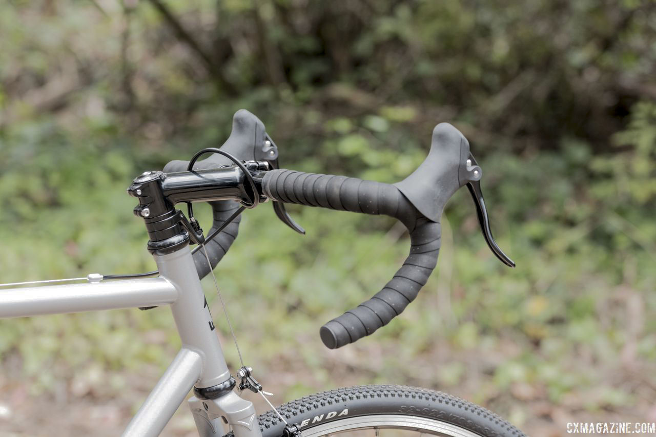 The use of cantilever brakes required some creative cable routing. Wabi Thunder Steel Singlespeed Bike. © C. Lee / Cyclocross Magazine