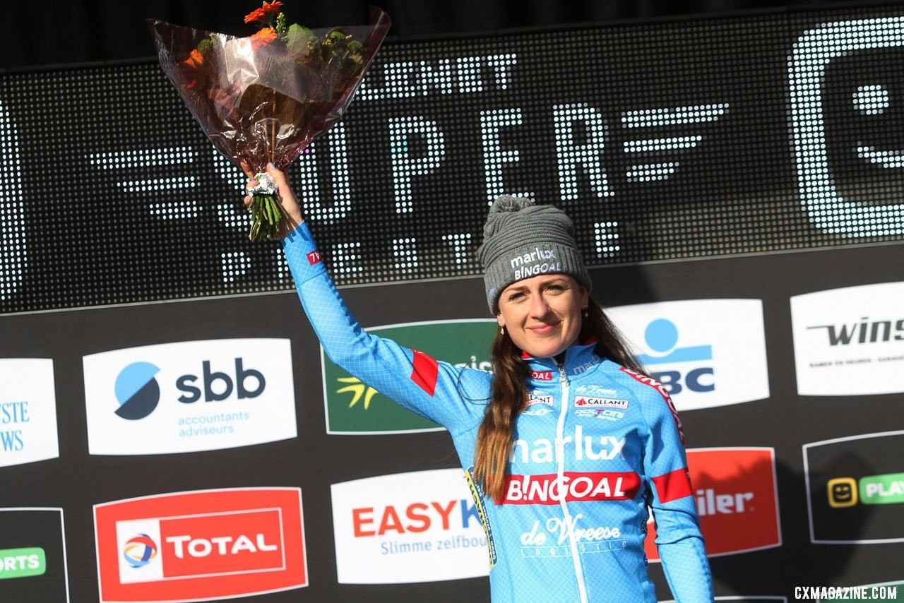 Betsema realized her Superprestige victory dreams. 2019 Telenet Superprestige Noordzeecross Middelkerke. Elite Women. © B. Hazen / Cyclocross Magazine
