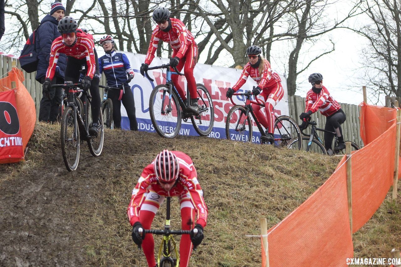 The Dane train arrived Friday afternoon. 2019 Bogense World Championships Course Inspection, Friday Afternoon. © Z. Schuster / Cyclocross Magazine