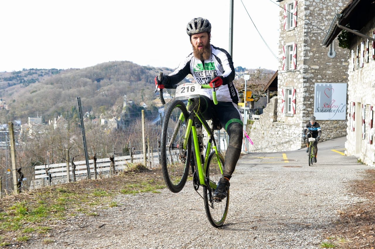 The gravel spirit of having fun knows no international boundaries. 2019 Tortour Winter Gravel Stage Race, Switzerland. © alphafoto.com