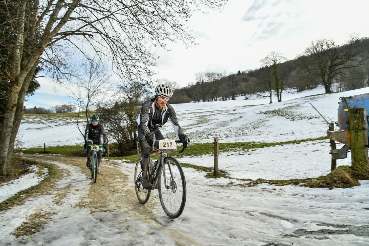 The winter gravel was snowy and frozen in spots. 2019 Tortour Winter Gravel Stage Race, Switzerland. © alphafoto.com