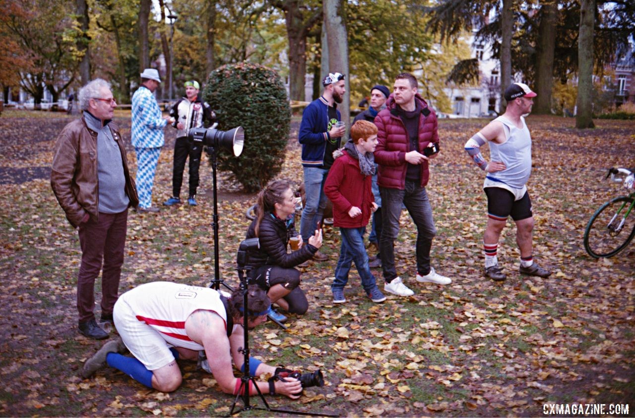 Gathered fans and photographers look on during the race. 2018 Single Speed Cyclocross World Championships, Tournai, Belgium. © Anders Bendixen