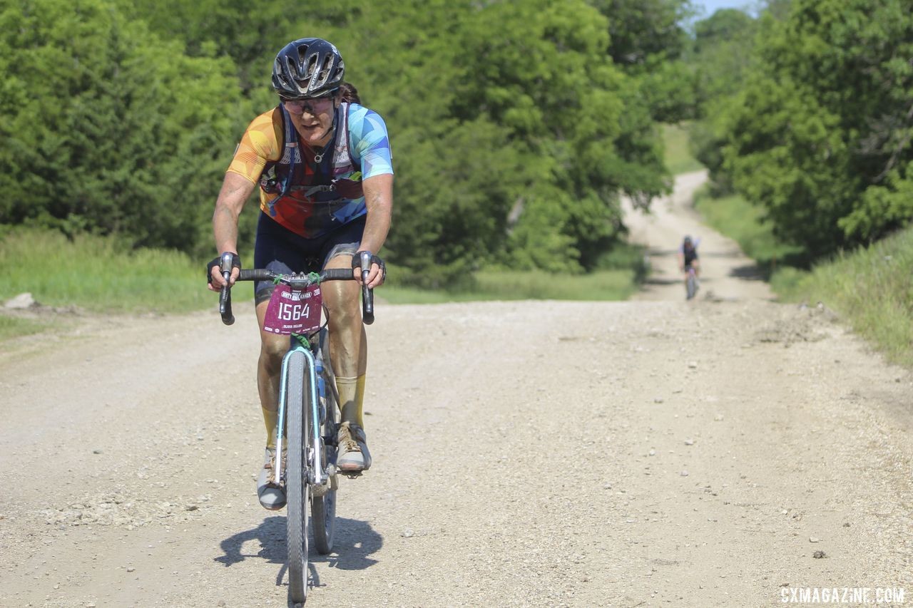 Despite a devastating flat, Olivia Dillon came away from the 2019 DK200 with a positive trip. 2019 Dirty Kanza 200 Gravel Race. © Z. Schuster / Cyclocross Magazine