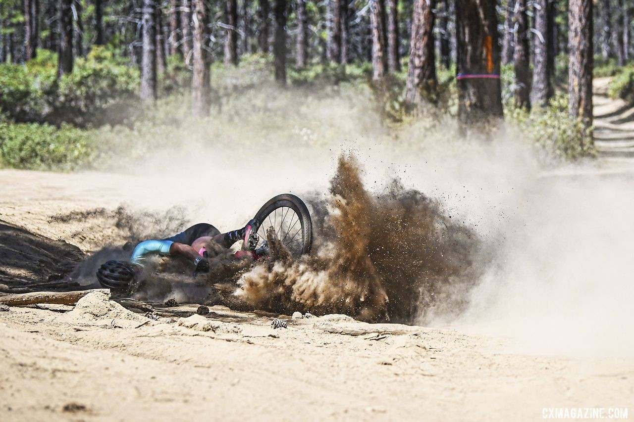The course's sandy sections claimed some victims during the week. 2019 Oregon Trail Gravel Grinder. © Adam Lapierre