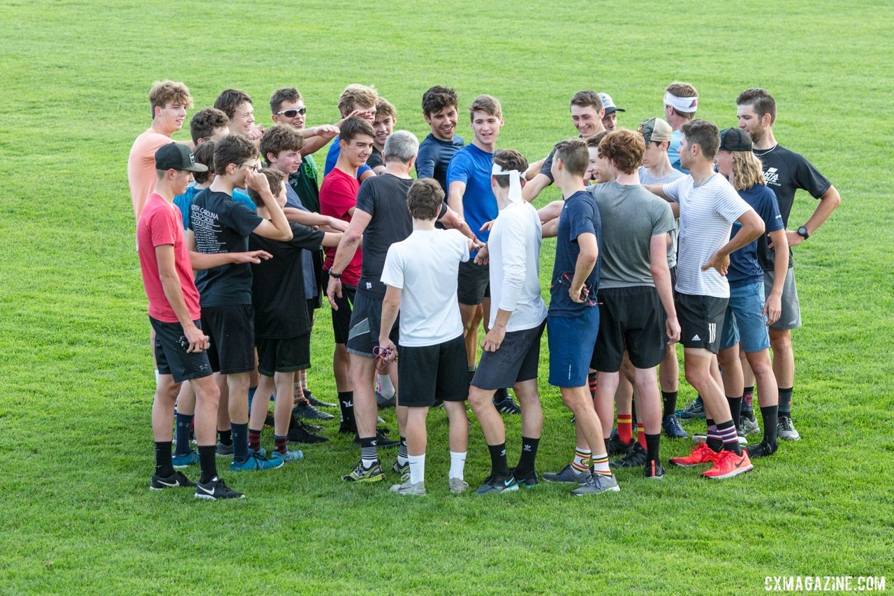 Campers break it down after one of the morning sessions. 2019 Men's Montana Cross Camp. © Tom Robertson