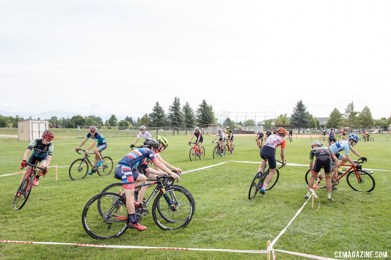 Frankie O'Reilly leads his group through the corners. 2019 Men's Montana Cross Camp. © Tom Robertson