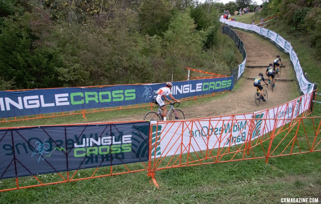 The chase of Eli Iserbyt. 2019 Jingle Cross. © A. Yee / Cyclocross Magazine