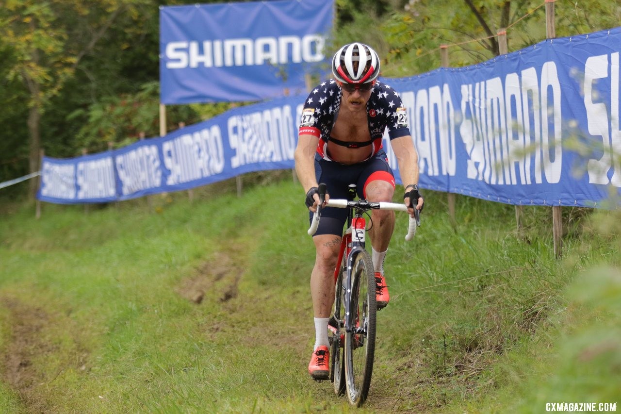 Stephen Hyde started well before he back seized up. 2019 Jingle Cross World Cup, Elite Men. © D. Mable / Cyclocross Magazine
