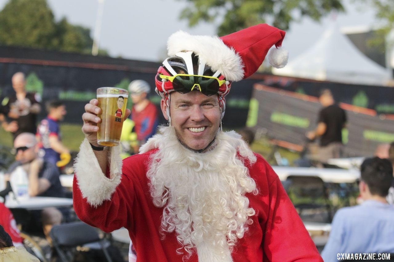 Santa Claus Chad Brown made his annual Legends Race appearance. 2019 Trek CX Cup and World Cup Waterloo Scene. © D. Mable / Cyclocross Magazine