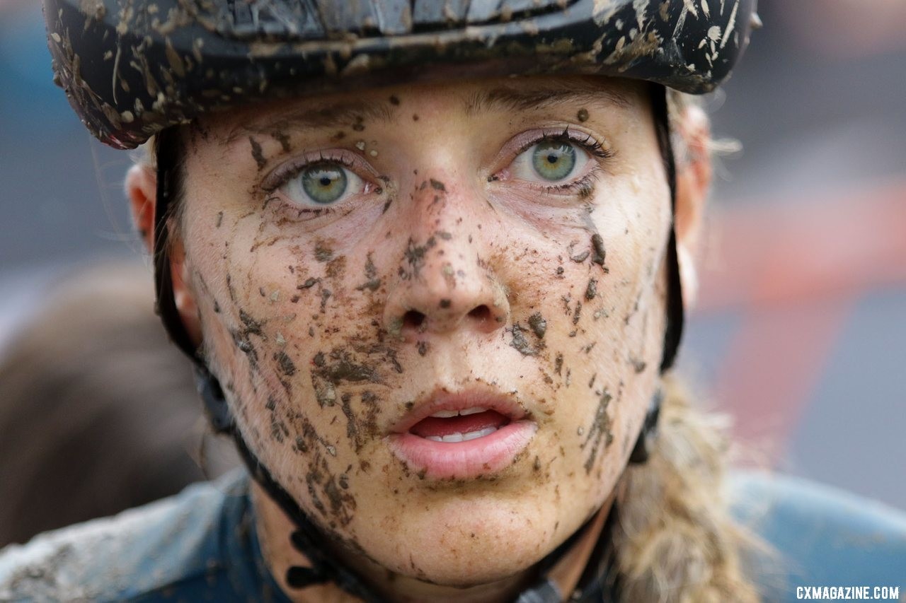 The muddy conditions left riders wide-eyed and a bit dazed. 2019 World Cup Waterloo, Elite Women. © D. Mable / Cyclocross Magazine