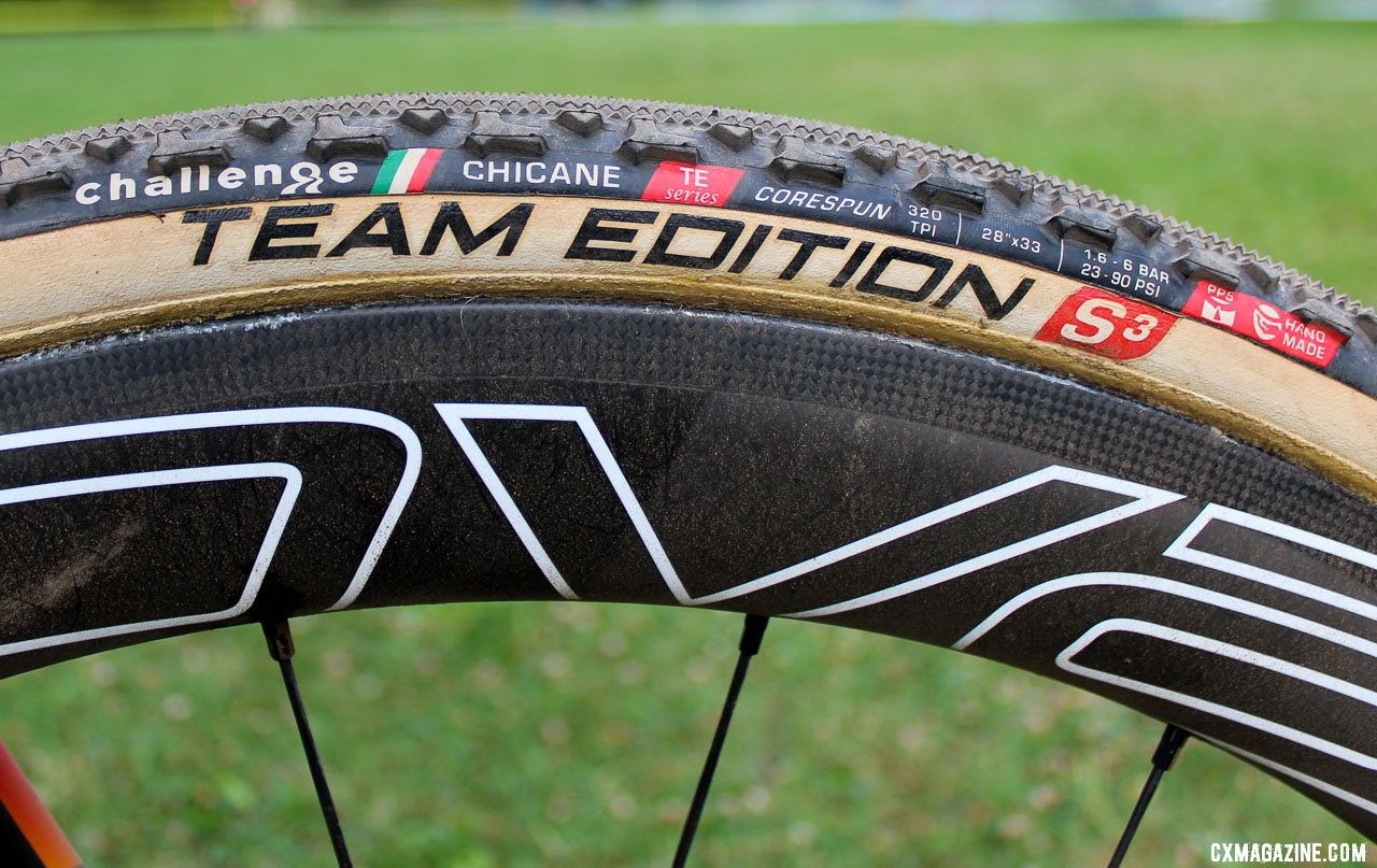 Challenge Tires has unveiled tubleless tubulars, but Maghalie Rochette rolled on traditional tubulars with latex inner tubes. Rochester Cyclocross-winning S-Works Crux. © Z. Schuster / Cyclocross Magazine