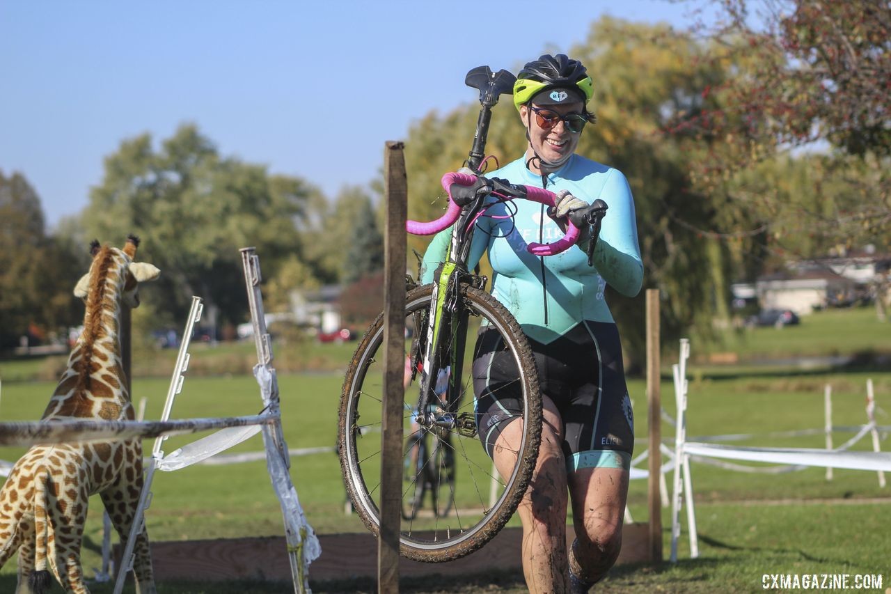 Jo Van Deraffe always elicits smiles, even in the middle of cyclocross races. 2019 Sunrise Park Cyclocross, Chicago Cross Cup. © Z. Schuster / Cyclocross Magazine