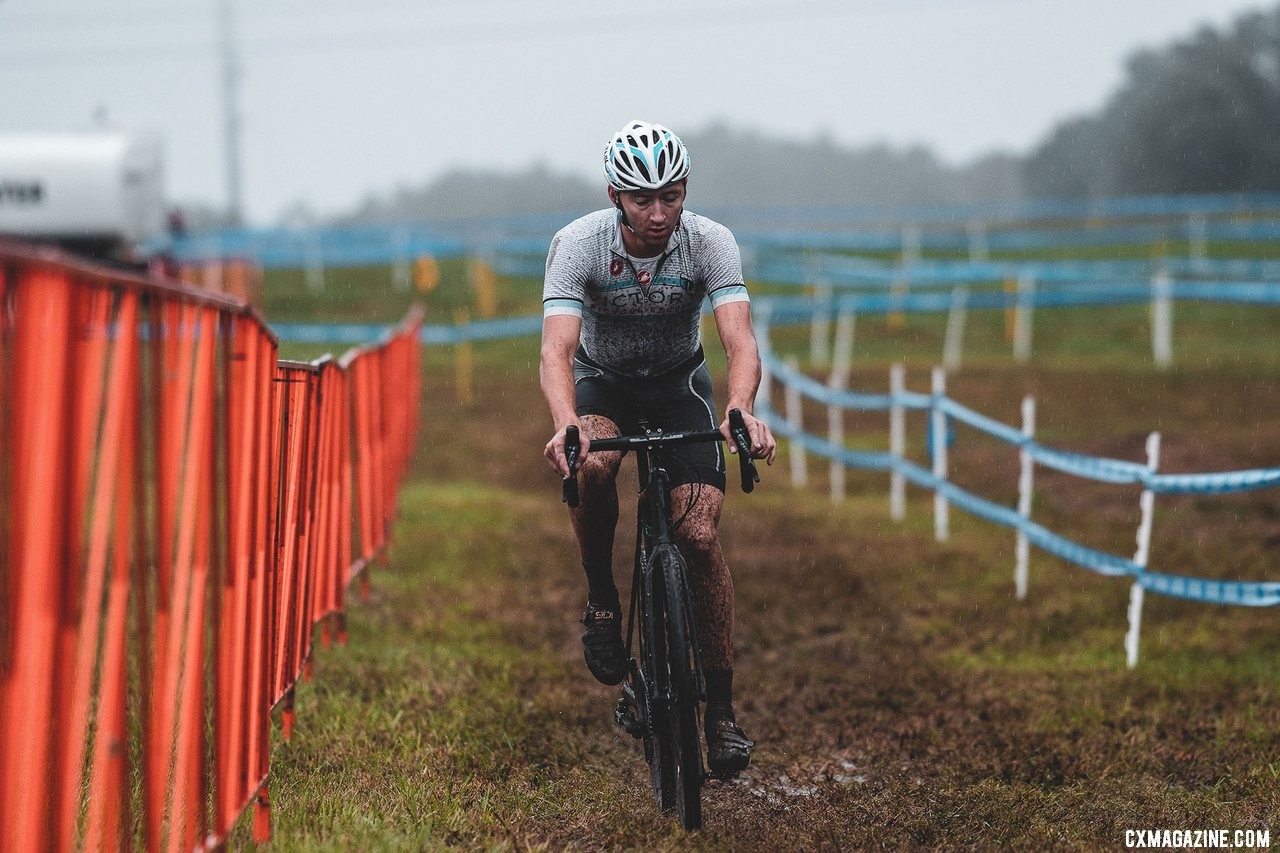 Sunday made for giant time gaps and lonely racing. Dub Sorrells. 2019 FayetteCross, Fayetteville, Arkansas. © Kai Caddy