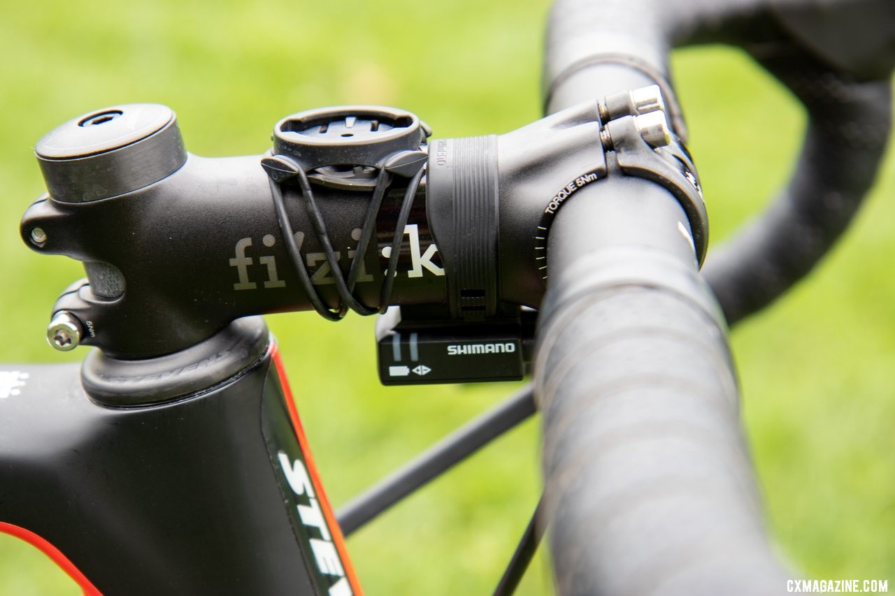 Vermeersch's cockpit came from Fizik, including this Cyrano stem. Gianni Vermeersch's Stevens Super Prestige cyclocross bike. © A. Yee / Cyclocross Magazine