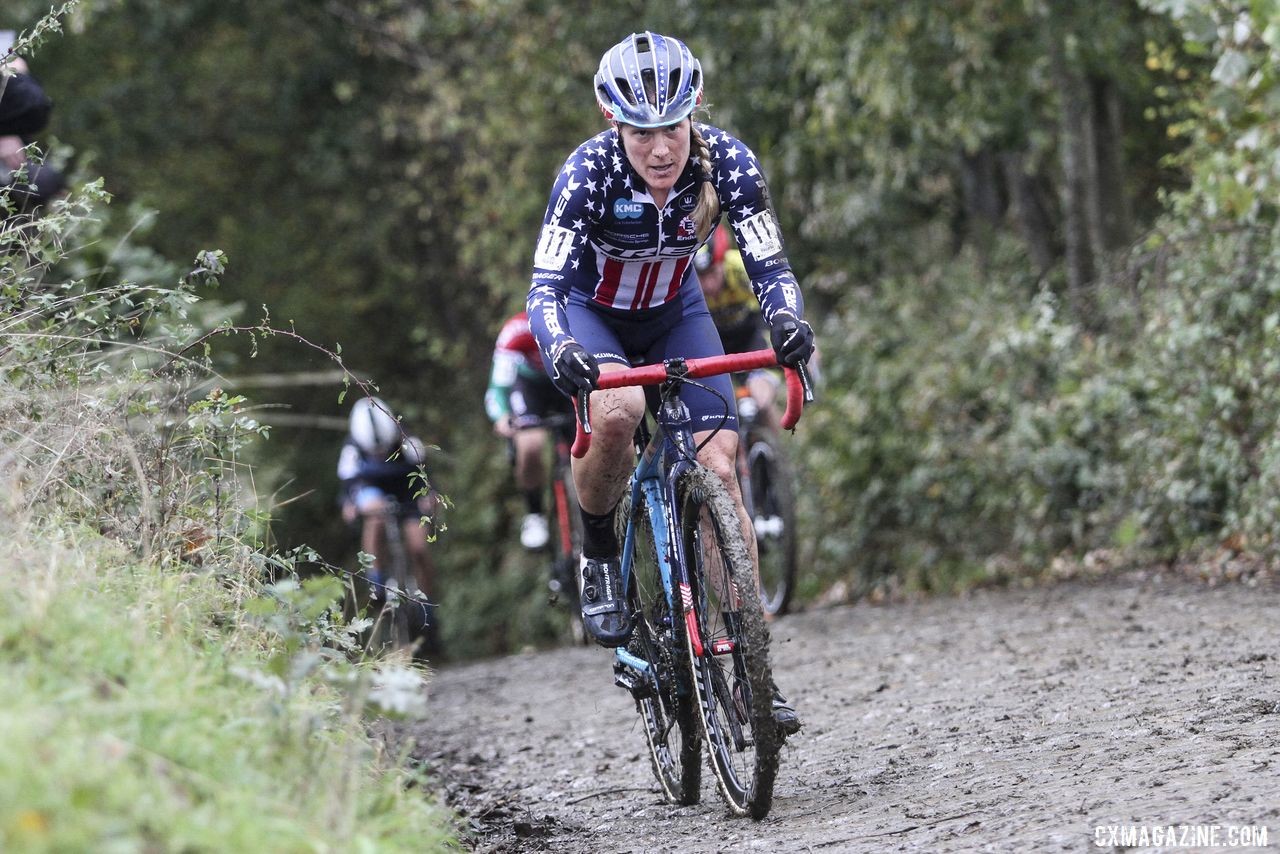 Katie Compton could not repeat her silver from 2017 and finished 11th. 2019 DVV Trofee Koppenbergcross. © B. Hazen / Cyclocross Magazine