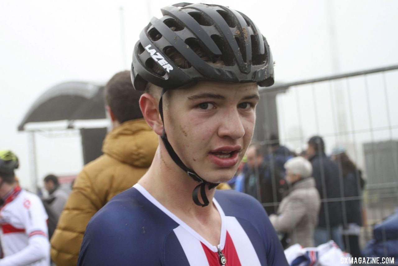 Mcdonald finished best among USA Juniors at 32nd. 2019 World Cup Koksijde. © B. Hazen / Cyclocross Magazine