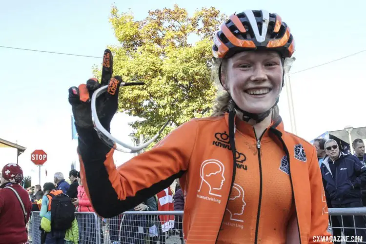 Puck Pieterse won the Junior Women's race. 2019 European Cyclocross Championships, Silvelle, Italy. © B. Hazen / Cyclocross Magazine