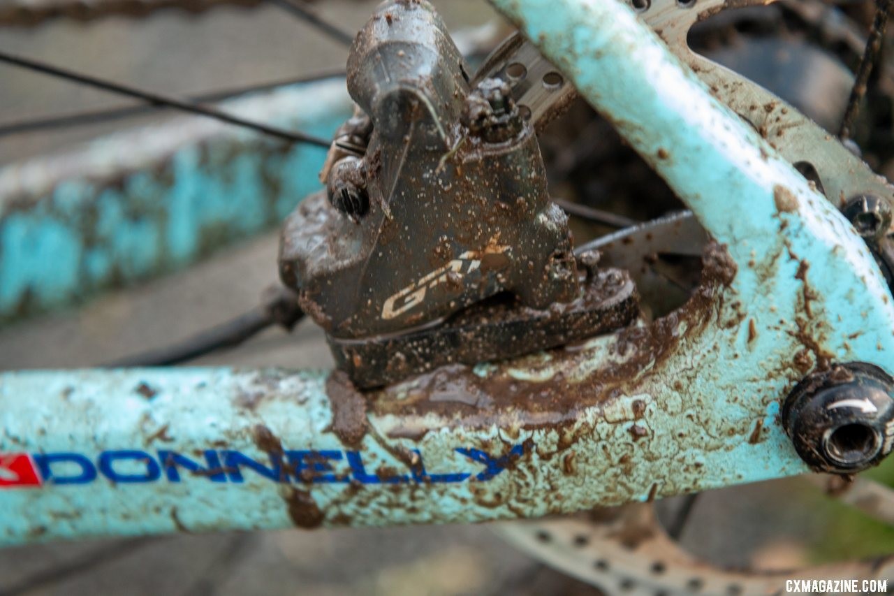 Hecht used the Shimano GRX R810 flat mount disc calipers. Gage Hecht's Elite Men's winning Donnelly C//C cyclocross bike. 2019 USA Cycling Cyclocross National Championships bike profiles, Lakewood, WA. © A. Yee / Cyclocross Magazine