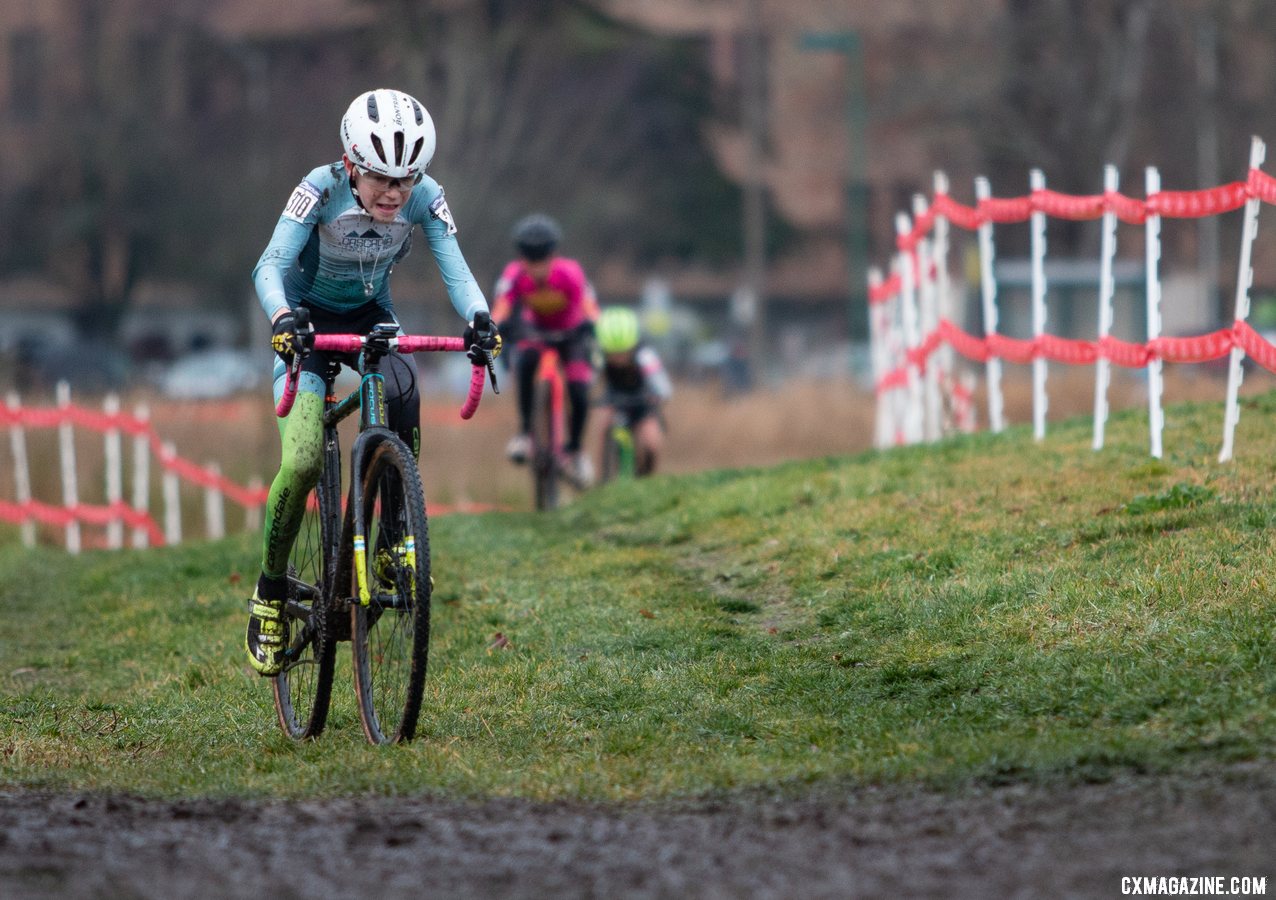 Bjorn Blankenship fought his way to a bronze medal. Junior Men 11-12. 2019 Cyclocross National Championships, Lakewood, WA. © A. Yee / Cyclocross Magazine