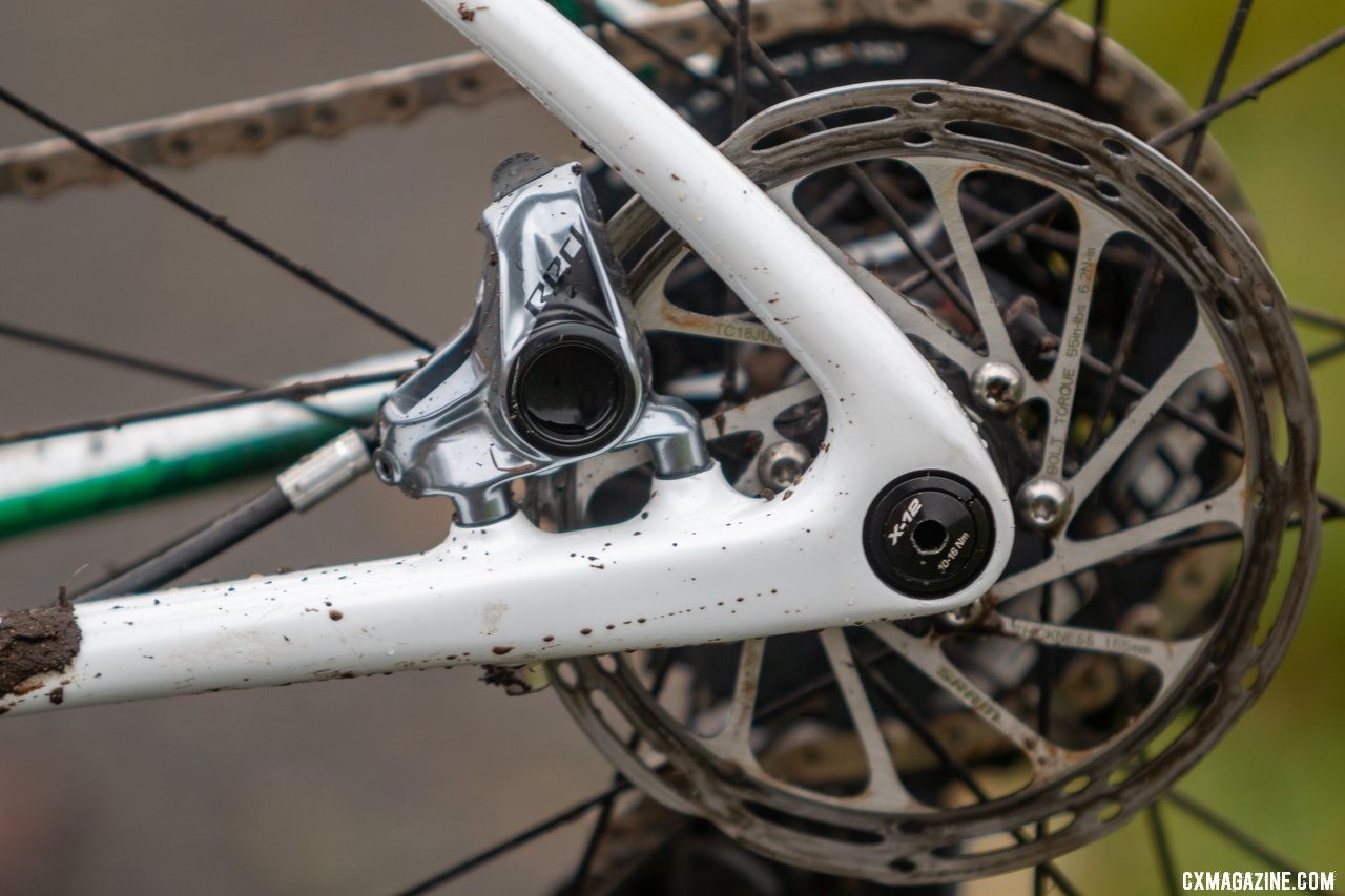 Flush mount thru axles may require a tool to remove, but they cannot snag on course tape. Katie Clouse's U23 Women's winning Cannondale Super-X. 2019 Cyclocross National Championships, Lakewood, WA. © A. Yee / Cyclocross Magazine