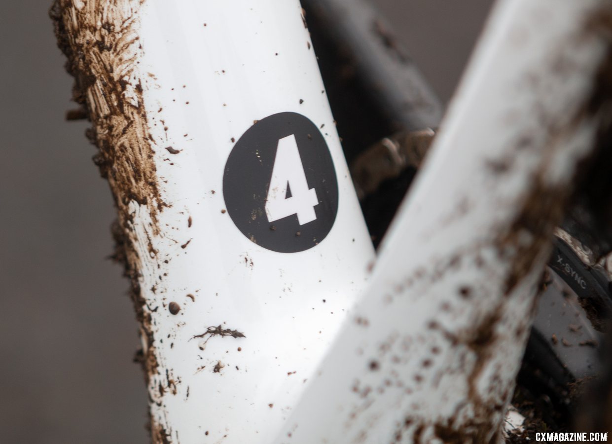 If you're keeping track of as many bikes as the Cannondale p/b Cyclocrossworld.com team, numbering them may be helpful. Katie Clouse's U23 Women's winning Cannondale Super-X. 2019 Cyclocross National Championships, Lakewood, WA. © A. Yee / Cyclocross Magazine