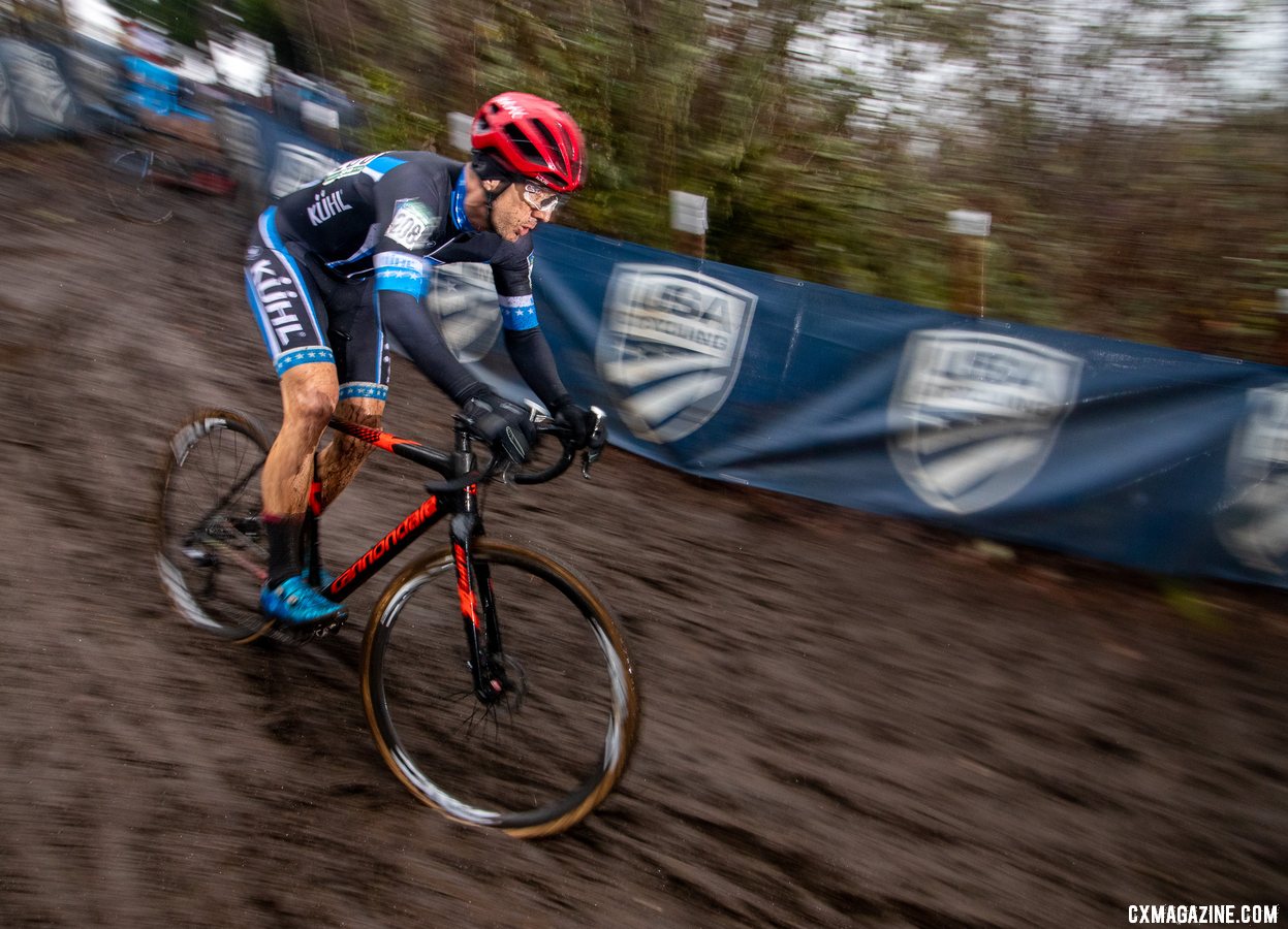 Christopher Heinrich finished fourth in a stacked field. Masters 50-54. 2019 Cyclocross National Championships, Lakewood, WA. © A. Yee / Cyclocross Magazine