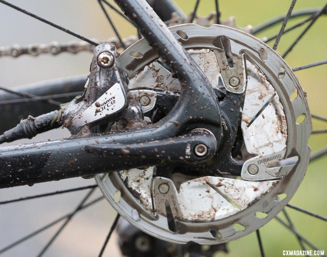 The now-ubiquitous 12mm thru-axles front and rear appear on the Advanced TCX to keep the wheels locked in. 2019 Cyclocross National Championships, Lakewood, WA. © A. Yee / Cyclocross Magazine