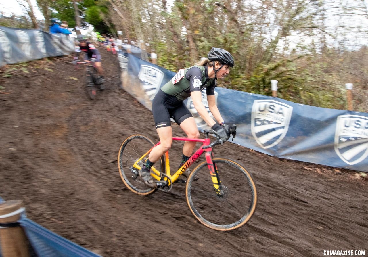 Oh my! Look at that face! Masters Women 40-44. 2019 Cyclocross National Championships, Lakewood, WA. © A. Yee / Cyclocross Magazine