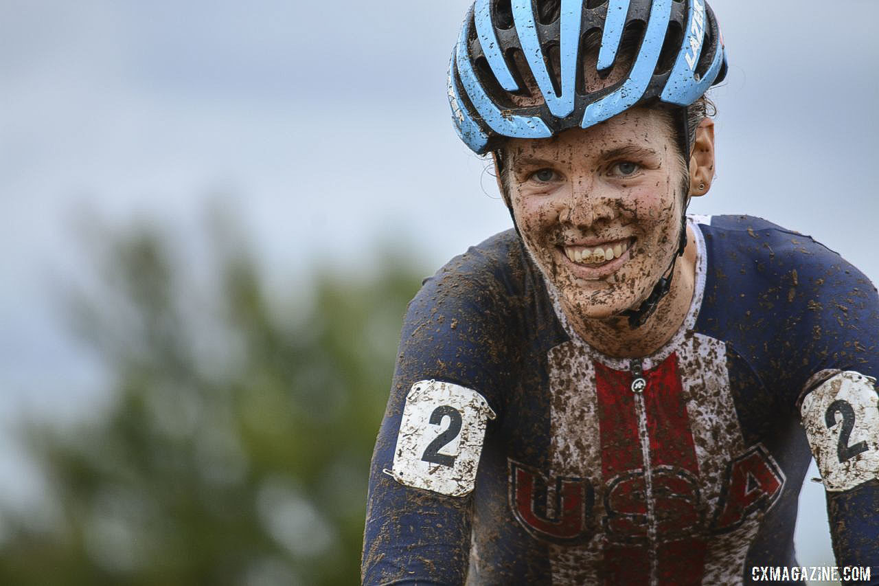 Clara Honsinger, an Oregon native, was right at home at FayetteCross earlier this year. © Neil Schirmer