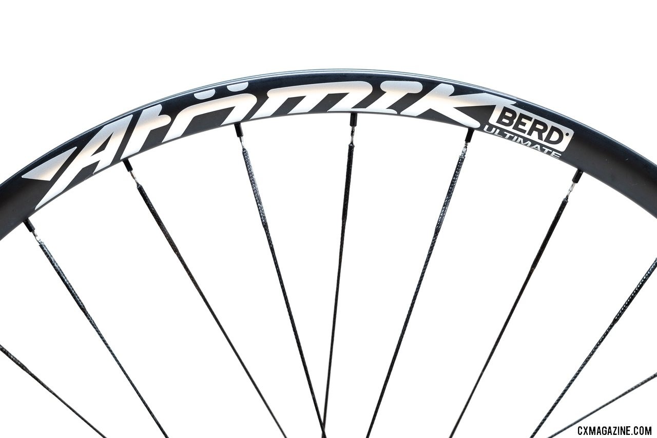 Any Atomik wheel can be given the Berd Ultimate treatment. Atomik's Ultimate Berd carbon tubeless wheels with Berd polyethylene spokes. © Cyclocross Magazine