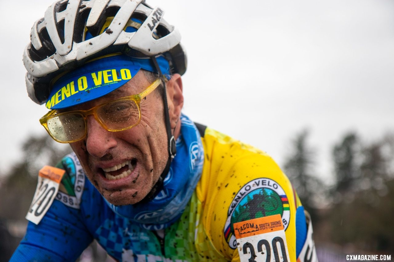 Smith was emotional after his win. He's finished second three times. Masters Men 65-69. 2019 Cyclocross National Championships, Lakewood, WA. © A. Yee / Cyclocross Magazine
