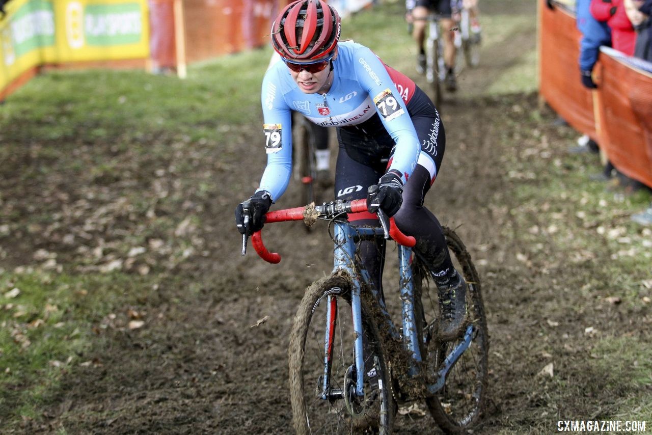 Ruby West was representing Team Canada in France on Sunday. 2020 World Cup Nommay, France. © B. Hazen / Cyclocross Magazine