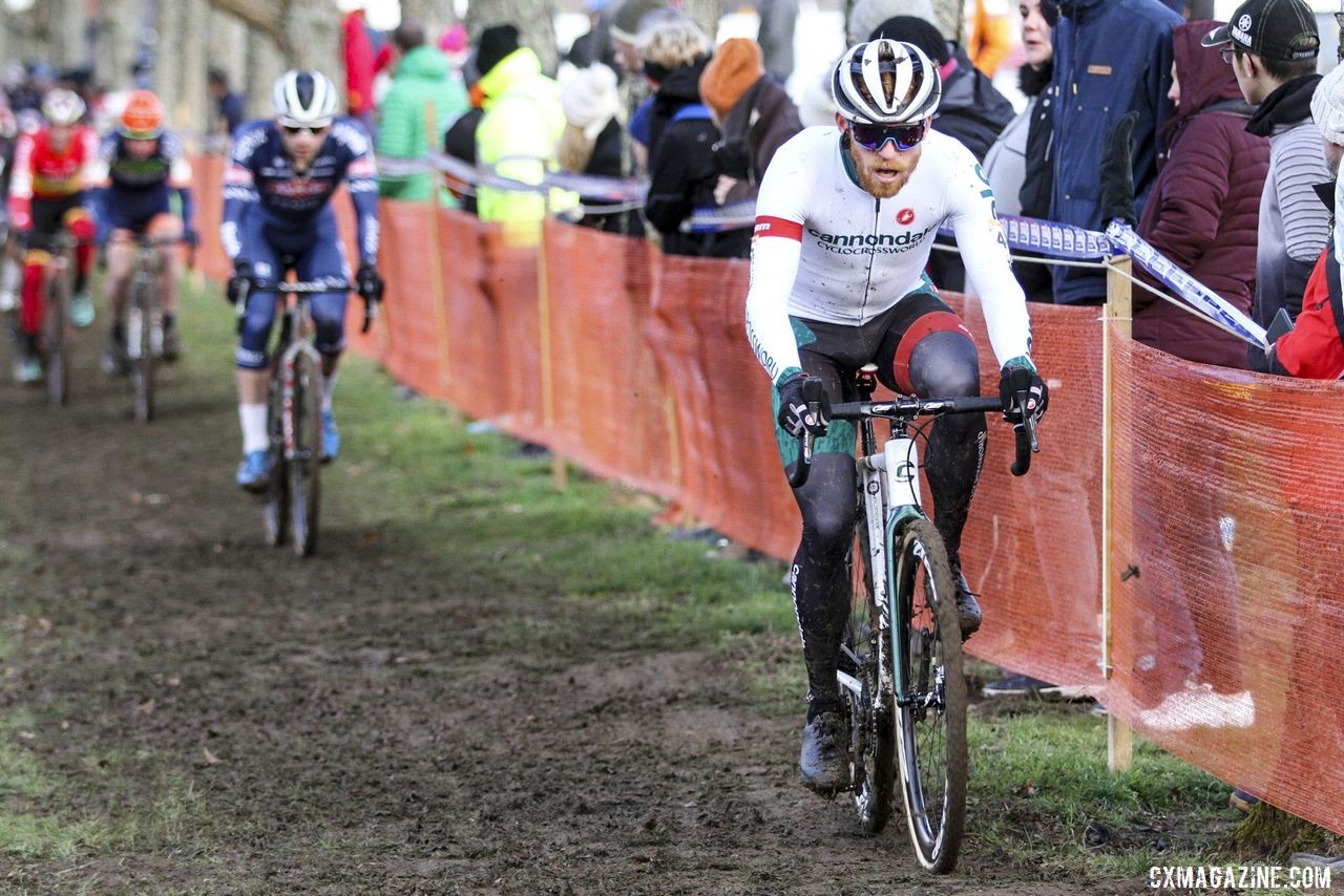 Stephen Hyde was aggressive early on before finishing 35th. 2020 World Cup Nommay, France. © B. Hazen / Cyclocross Magazine