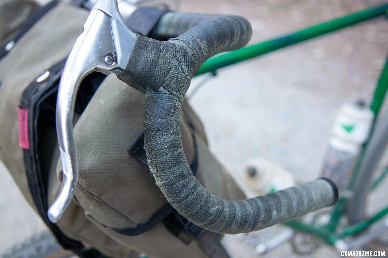 Originally a bright blue, the bar tape faded with use. Ultraromance's Crust Lightning Bolt gravel bike. © A. Yee / Cyclocross Magazine