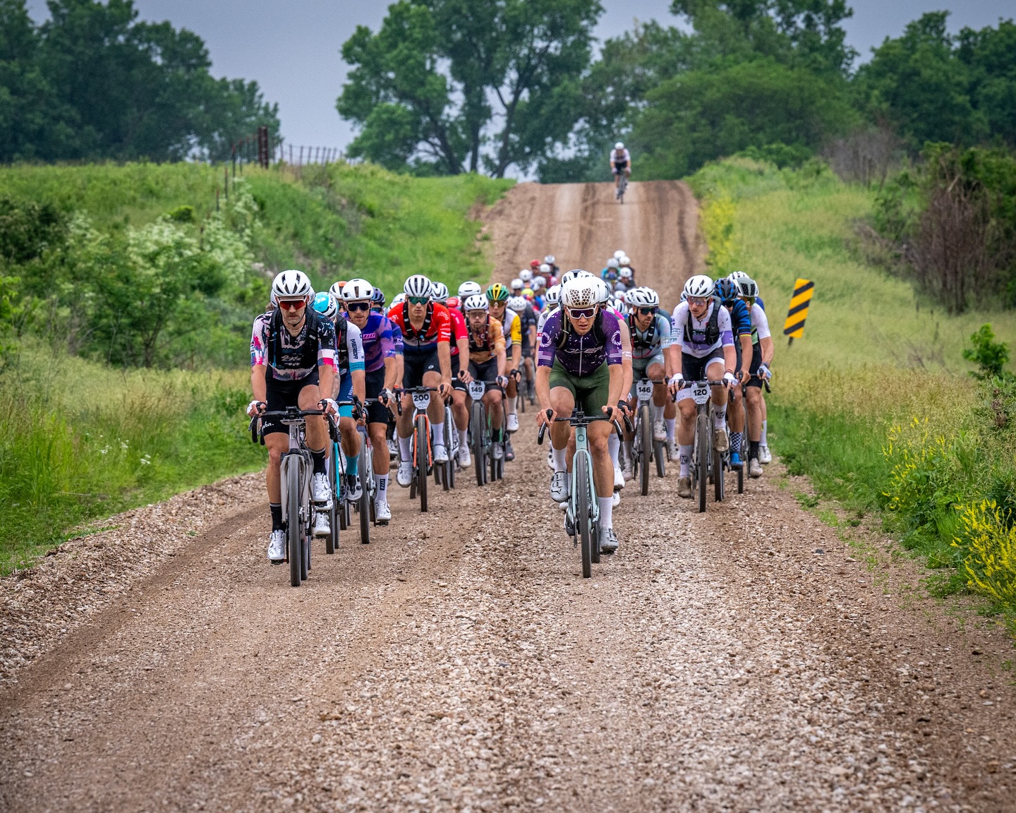 The 2024 Unbound Gravel 200 Mile Men's race leaders. photo: Life Time Fitness
